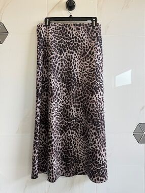 NWT Loft Outlet Leopard Slip Skirt Maxi Medium Silky Skirt